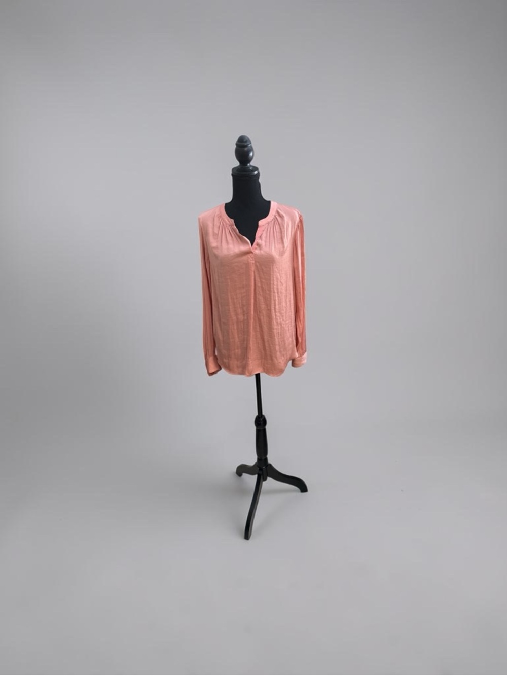 Simply Vera Vera Wang Coral Pink Long-Sleeve Split-Neck Blouse